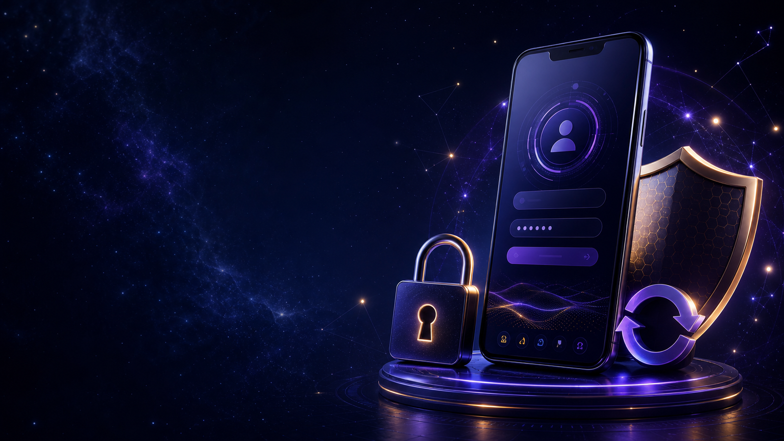 Orion Stars login help guide with a secure phone, lock and refresh symbol